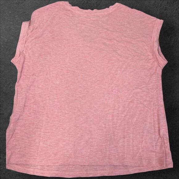 Jessica Simpson Soft Pink V-Neck Cap Sleeve Tee Relaxed Fit Feminine Size L - Picture 3 of 5